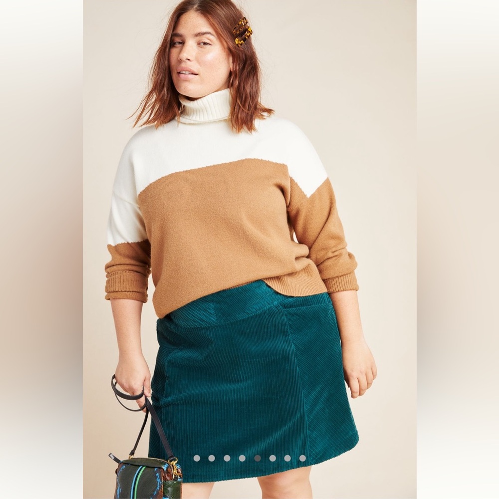 Maeve by Anthropologie Green Corduroy Velvet Mini Skirt Size 18W